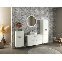 Badmöbel-Set NOBILIA Modern BxHxT 100 x 169,1 x 49 cm Frontfarbe weiß mit Spiegel rund mit LED-Beleuchtung Griff schwarz 720
