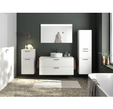 Badmöbel-Set NOBILIA Modern BxHxT 120 x 169,1 x 49 cm Frontfarbe weiß mit Spiegel eckig mit LED-Beleuchtung Griff schwarz 760
