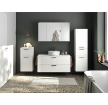 Badmöbel-Set NOBILIA Modern BxHxT 120 x 169,1 x 49 cm Frontfarbe weiß 2-teilig mit Spiegelschrank mit LED-Beleuchtung Griff schwarz 768
