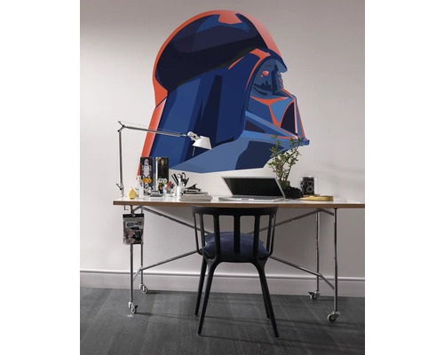 Bureau avec table, chaise de bureau, lampe de bureau et sticker mural avec motif Darth Vader