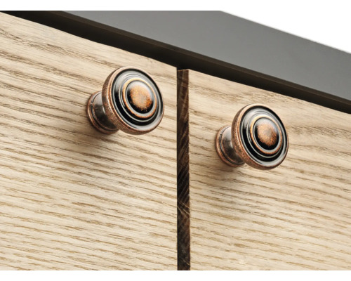 Commode avec deux tiroirs et poignées rondes