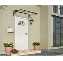 Auvent rectangulaire PALRAM-Canopia Venus transparent 1360x880x355 mm alu revêtu par poudre gris RAL 7016