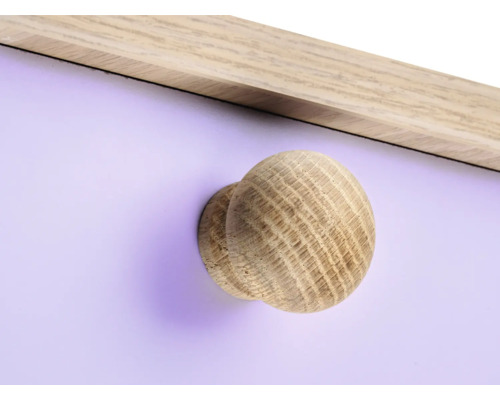 Holzknopf an einem Schrank mit Holzrahmen