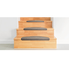 Kit de tapis d'escalier Natura demi-rond beige 23,5x65x4,5 cm 15 pces