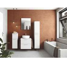 Badmöbel-Set NOBILIA Modern BxHxT 60 x 169,1 x 49 cm Frontfarbe weiß hochglanz mit Spiegel eckig mit LED-Beleuchtung Griff chrom matt 595