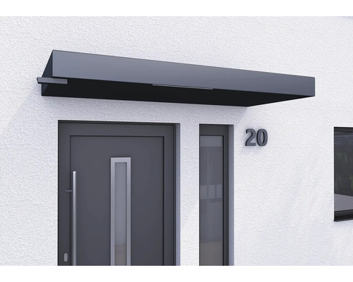 Gutta Auvent BS Plus 200 RAL 7016 anthracite 200x90 cm avec gargouille à gauche