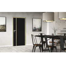 Vue intérieure avec porte intérieure noire à cadre en bois