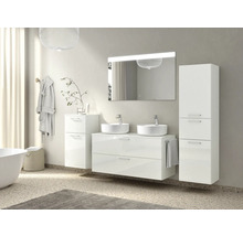 Doppel-Badmöbel-Set NOBILIA Modern BxHxT 120 x 169,1 x 49 cm Frontfarbe weiß hochglanz mit Spiegel eckig mit LED-Beleuchtung Griff chrom matt 819