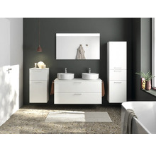Doppel-Badmöbel-Set NOBILIA Modern BxHxT 120 x 169,1 x 49 cm Frontfarbe weiß mit Spiegel eckig mit LED-Beleuchtung Griff chrom matt 817