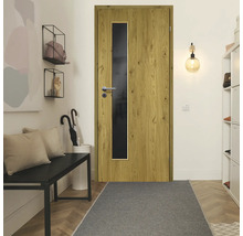 ZT Eiche Rustic Furnier Aufrecht 86x198,5 DIN Rechts MODERN 07 Glas Dunkelgrau