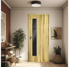ZT Balkeneiche Furnier Aufrecht 61x198,5 DIN Rechts MODERN 07 Glas Dunkelgrau