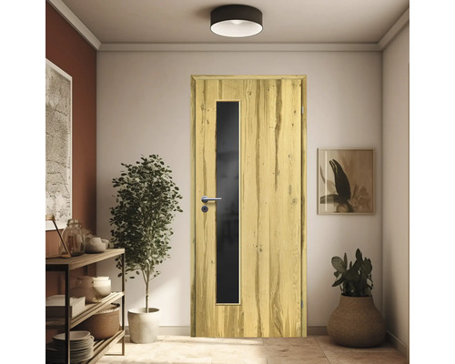 Porte intérieure avec insert en verre dans un couloir