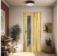 Porte d'intérieur poutre en chêne placage droit 86x198,5 tirant droit MODERN 07 verre graphite
