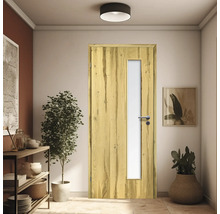 Porte d'intérieur poutre en chêne placage droit 86x198,5 tirant gauche MODERN 07 verre satiné