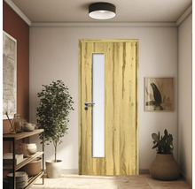 ZT Balkeneiche Furnier Aufrecht 86x198,5 DIN Rechts MODERN 07 Glas Satiniert