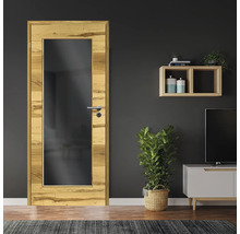 ZT Balkeneiche Furnier Quer 61x198,5 DIN Links MODERN 08 Glas Dunkelgrau