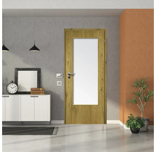 ZT Eiche Rustic Furnier Aufrecht 86x198,5 DIN Rechts MODERN 08 Glas Satiniert