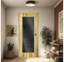 ZT Balkeneiche Furnier Aufrecht 86x198,5 DIN Links MODERN 08 Glas Dunkelgrau
