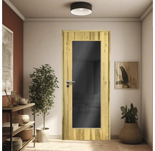 ZT Balkeneiche Furnier Aufrecht 86x198,5 DIN Rechts MODERN 08 Glas Dunkelgrau