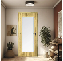 Porte d'intérieur poutre en chêne placage droit 61x198,5 tirant gauche MODERN 08 verre satiné