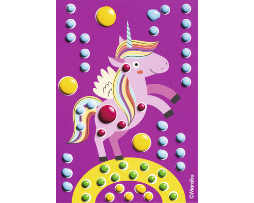 Einhorn Malvorlage mit Farbtupfern