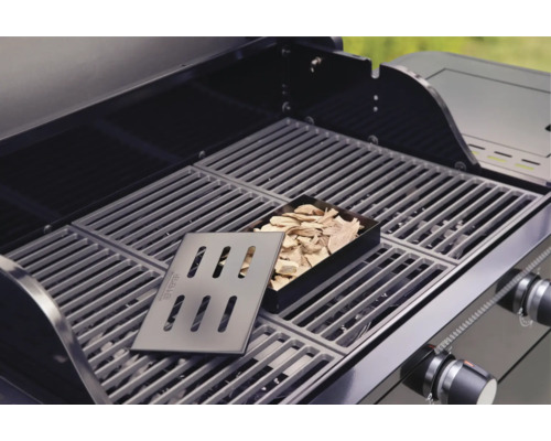 Barbecue avec boîte à fumer, copeaux de bois et couvercle