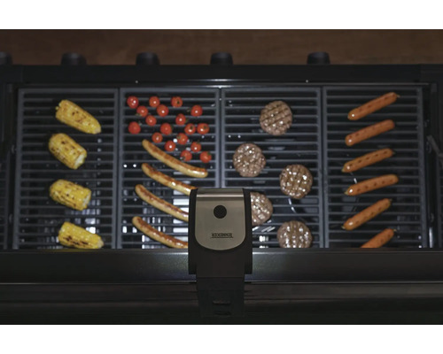 Grill avec épis de maïs, saucisses, tomates et galettes de hamburger