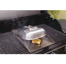 Grill mit Grillplatte, Burger, Käse und Abdeckhaube