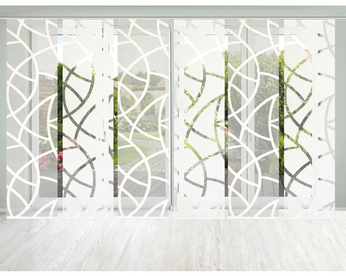 Décoration de fenêtre avec des panneaux japonais et motif abstrait