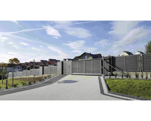 Einfahrt mit Schiebetor und Zaun