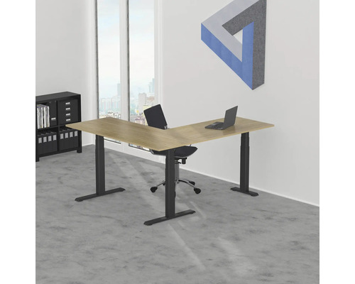 Bureau avec bureau en L, chaise de bureau et étagère