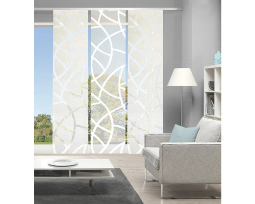 Salon avec rideau coulissant à motifs