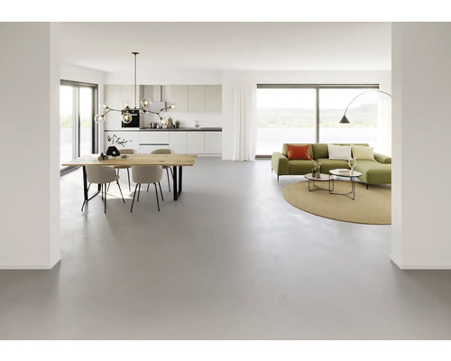 Heller Wohnraum mit Essbereich, Küche und Wohnzimmer in modernem Design