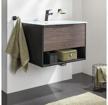 Badmöbel-Set FACKELMANN B.Paris BxHxT 705 x 493 x 465 mm Frontfarbe rigoletto eiche mit Glaswaschtisch