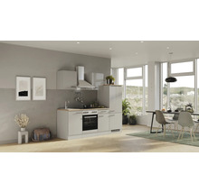 Cuisine complète Flex Well avec appareils Lund 220 cm gris clair brillant démontée variante réversible 00012695