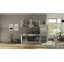 Cuisine complète Flex Well avec appareils Lund 220 cm gris clair brillant démontée variante réversible 00012695