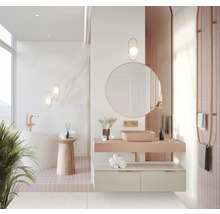Miroir à cadre à LED Jungborn Round Ø 80 cm or rose