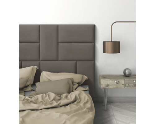 Coussin mural velours cotelé marron aspect textile 30 x 60 cm Chambre avec tête de lit rembourrée, linge de lit et table de chevet