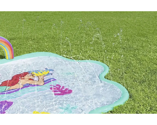 Wasserspielmatte mit Meerjungfrau-Motiv auf Rasen