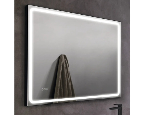Miroir rectangulaire avec éclairage LED et serviette