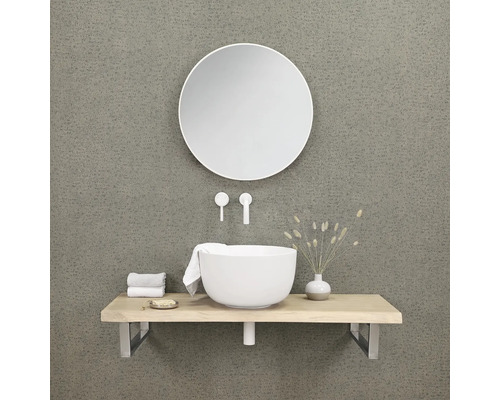 Modernes Badezimmer mit Aufsatzwaschbecken, Spiegel und Ablage