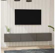 Salon avec télévision, meuble TV et panneaux muraux