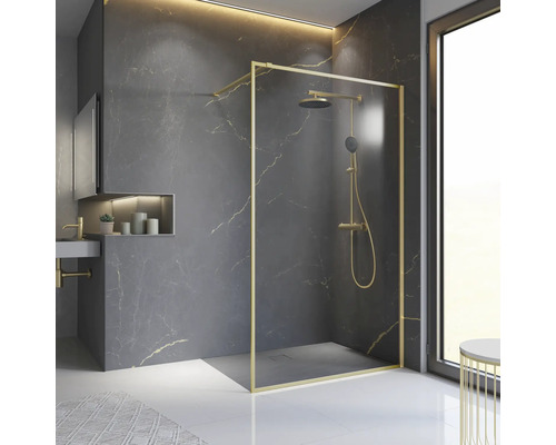 Modernes Badezimmer mit begehbarer Dusche, Armaturen und Waschtisch