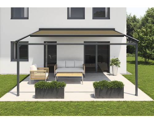 Terrasse mit Pergola, Sitzgruppe und Pflanzkästen für den Aussenbereich