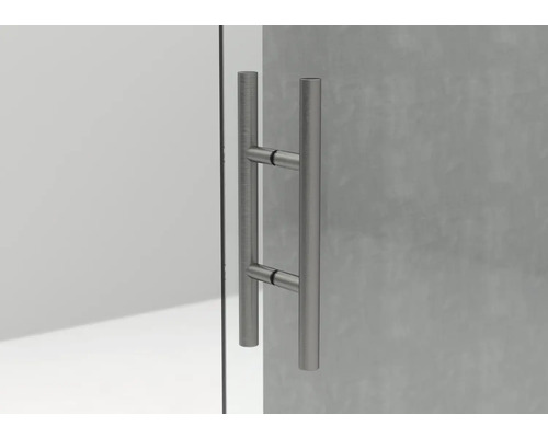 Poignée en métal sur une porte en verre