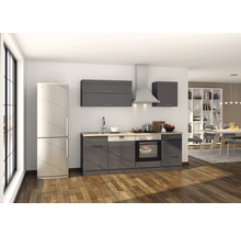 Cuisine complète avec appareils Held Möbel Mailand 220 cm gris haute brillance démontée 564.1.6211