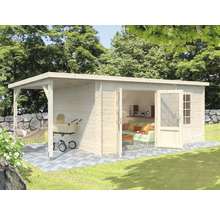 Gartenhaus Palmako Ella 13,1+3,9 m² inkl. Schleppdach 614 x 340 cm natur
