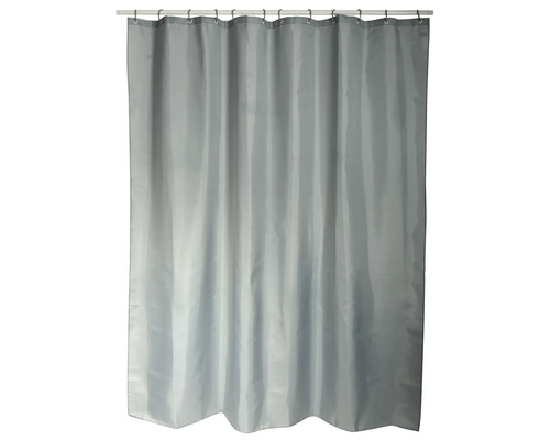 Grauer Duschvorhang mit Ringen zur Aufhängung
