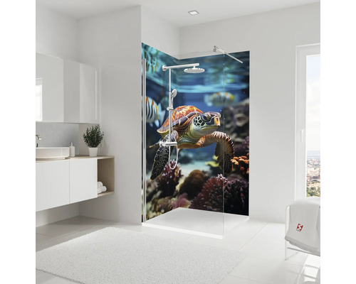Duschrückwand Set SCHULTE DecoDesign Schildkröte 210 x 90 cm D1900922 455 Modernes Badezimmer mit Dusche und Meeresschildkrötenmotiv