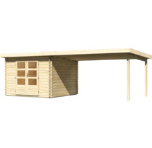 Blockbohlenhaus Karibu Noorvik 5 mit Schleppdach 4 m 714 x 333 cm natur
